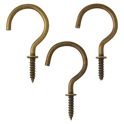 1.25" Antique Brass Cup Hooks, 3ct. by Studio Décor® image