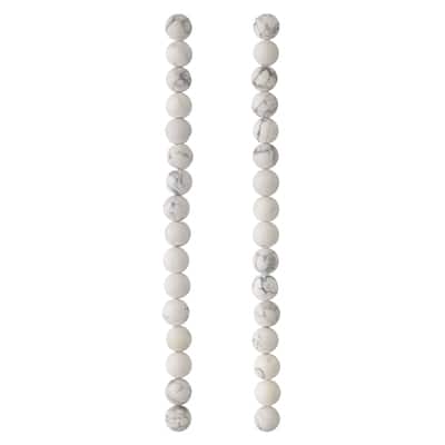 White & Gray Matte Howlite Round Beads, 8mm by Bead Landing™ image