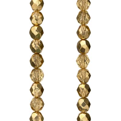 Gold Czech Fire Polished Glass Faceted Round Beads, 6mm by Bead Landing™ image