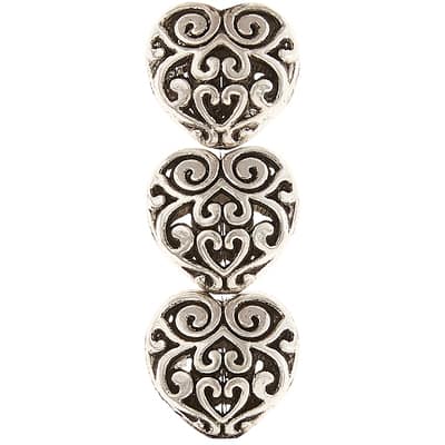 Silver Plated Filigree Heart Beads, 12mm by Bead Landing™ image