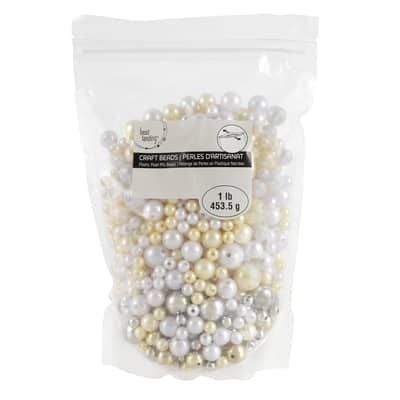 White, Cream & Gold Pearl Plastic Mix Craft Beads by Bead Landing® image