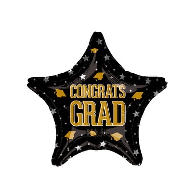 19" Congrats Grad Stars Foil Balloon image