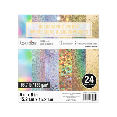 6" x 6" Holographic Prints Paper Pad by Recollections™, 24 Sheets