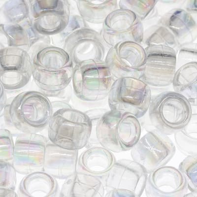 Crystal Aurora Borealis Pony Beads, 9mm by Creatology™ image
