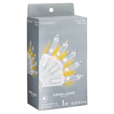 50ct. Clear Mini String Lights with White Cord by Ashland®