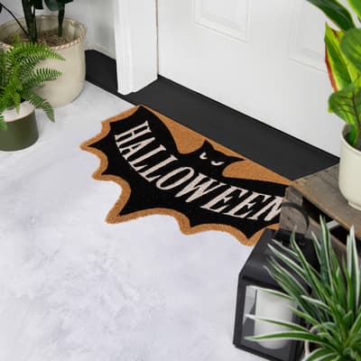 Natural Coir Halloween Bat Shaped Doormat | Michaels