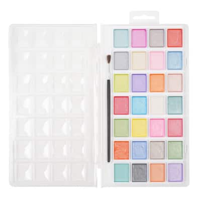 28 Color Pearlescent Watercolor Cake Set by Artist's Loft™ Necessities™