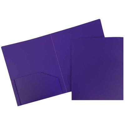 JAM Paper Heavy Duty Plastic 2 Pocket File Folder, Color: Purple