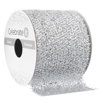 2.5" x 3yd. Woven Metallic Silver Ribbon by Celebrate It™ Classic image