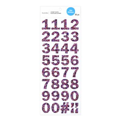 Buy in Bulk - 12 Pack: Red & Blue Glitter Number Stickers by ...