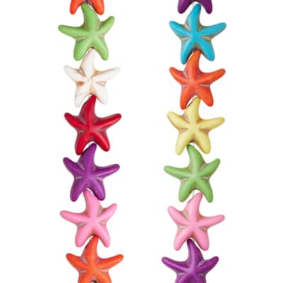 Multicolor Howlite Starfish Beads, 14mm by Bead Landing™ image