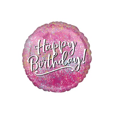 17" Pink Happy Birthday Foil Balloon image
