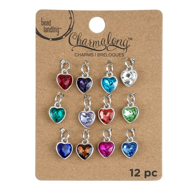 Charmalong™ Rhodium Heart Charms by Bead Landing™ image