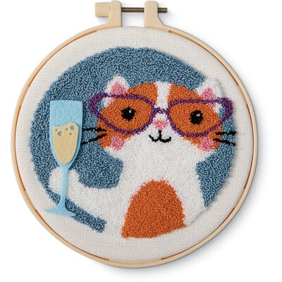 6" Cat with Bubbly Punch Needle Kit with Hoop by Loops & Threads ...