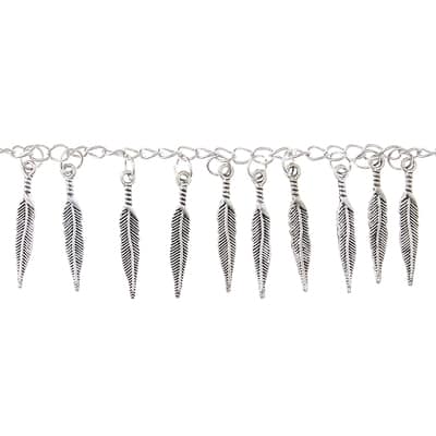 Silver Plated Feather Charms, 25mm by Bead Landing™ image