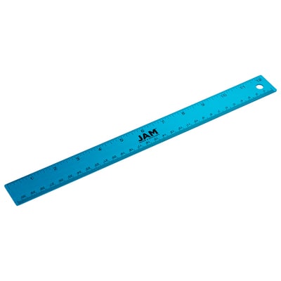 JAM Paper Metallic Stainless Steel Ruler, Color: Blue | Michaels