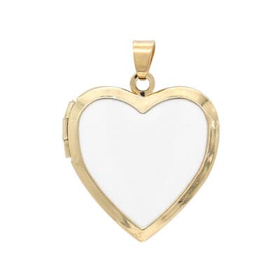 Gold & White Enamel Heart Locket by Bead Landing™ image