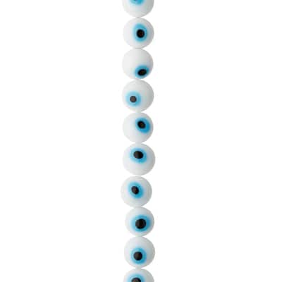 White Evil Eye Glass Round Beads by Bead Landing™ image