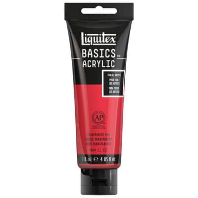 Liquitex BASICS™ 4oz. Acrylic Paint, Color: 047 Transparent Red | Michaels