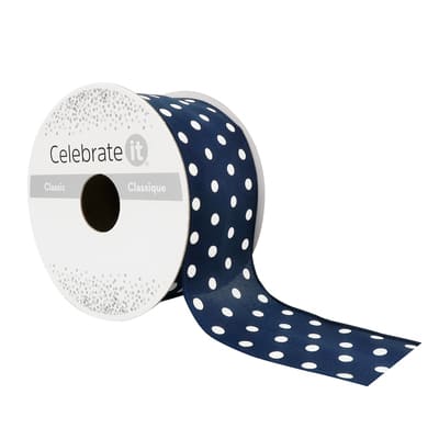 1.5" x 3yd. Sheer Wired Polka Dot Ribbon by Celebrate It™ image