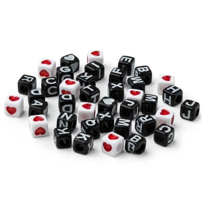Black Alphabet Square Cube Beads by Creatology™