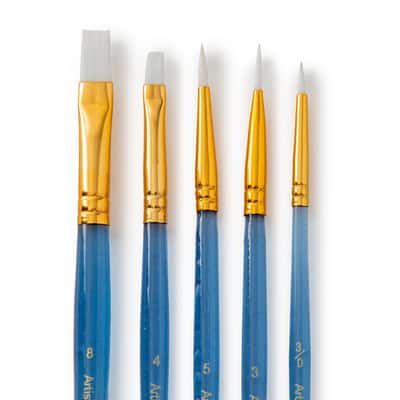 White Synthetic Acrylic Round & Flat 5 Pieces Brush Combo By Artist's Loft® Necessities™ image