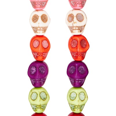 Multicolor Howlite Skull Beads, 12mm by Bead Landing™ image