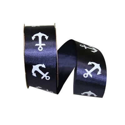 JAM Paper 1.5" x 25yd. Navy Anchor Dyna Ribbon