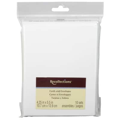 White Cards & Envelopes by Recollections™, 4.25" x 5.5"