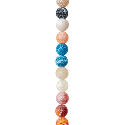 Matte Multicolor Crackled Agate Round Beads, 8mm by Bead Landing™ image