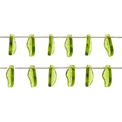 Peridot Green Glass Leaf Beads, 17mm by Bead Landing™