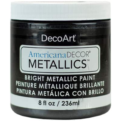 Americana Decor® Metallics™ Paint, Size: 8 fl oz, Color: Obsidian ...