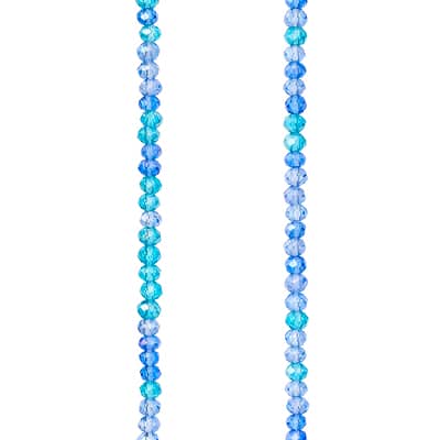 Blue Mix Rondelle Glass Beads, 3mm by Bead Landing™