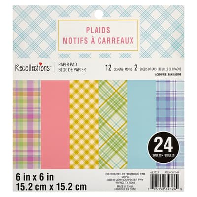 Plaids Paper Pad by Recollections™, 6" x 6"