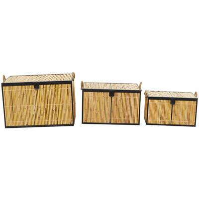Light Brown Rattan Handmade Nesting Trunk Set of 3 25