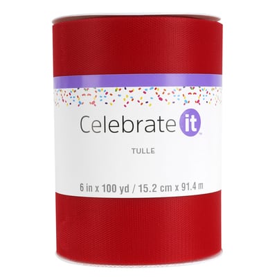 6" x 100yd. Red Tulle Mega Roll by Celebrate It™ image