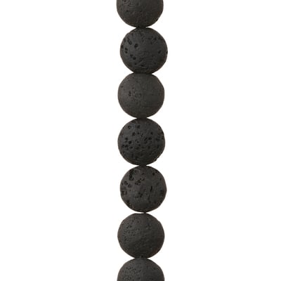 Black Lava Stone Lentil Beads, 12mm by Bead Landing™ image