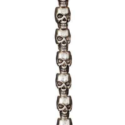 Silver Plated Metal Skull Beads, 12mm by Bead Landing™ image