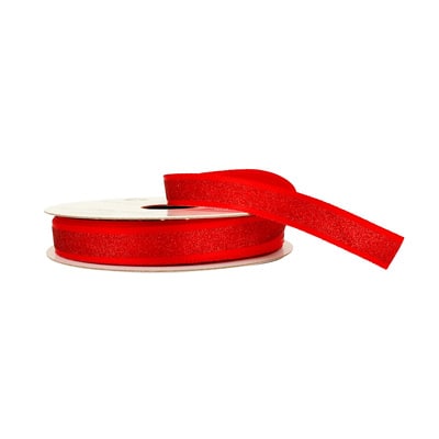 3/8" x 7yd. Satin Glitter Ribbon by Celebrate It™ image