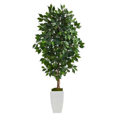 4.5ft. Ficus Artificial Tree in White Metal Planter | Michaels
