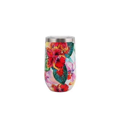Stylebuilt ヴィンテージ ガラス ローズ柄 ボトル (#2601) 16oz. Stainless Steel Insulated Wine Tumbler by Ashland®, Color