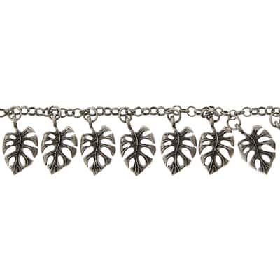 Oxidized Silver Metal Palm Leaf Charms, 20mm by Bead Landing™ image