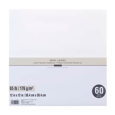 White 12" x 12" Linen Texture Cardstock by Recollections™, 60 Sheets image