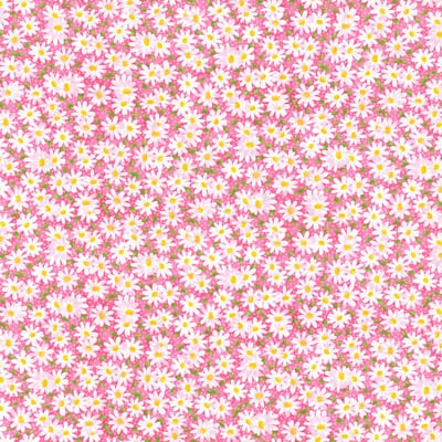 Fabric Traditions Pink Packed Daisies Cotton Fabric image