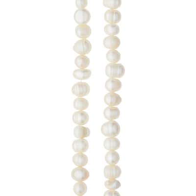 White Pearl Rondelle Beads, 8mm by Bead Landing™ image
