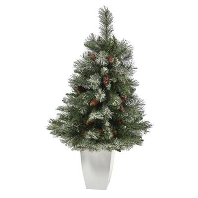 3.5ft. Unlit Snowed French Alps Mountain Pine Artificial Christmas Tree ...