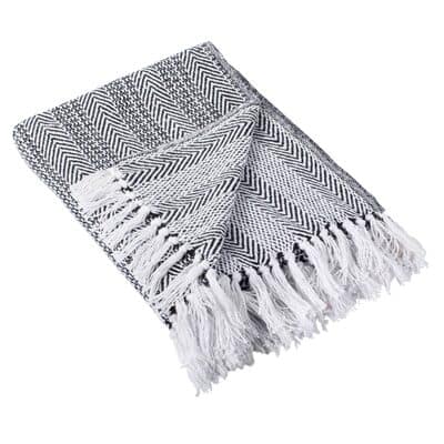 DII® Black Herringbone Stripe Throw | Michaels