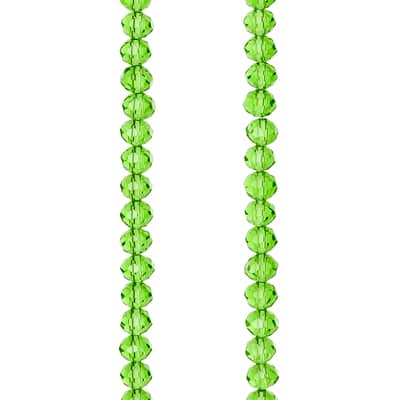 Green Faceted Glass Rondel Beads, 6mm by Bead Landing™
