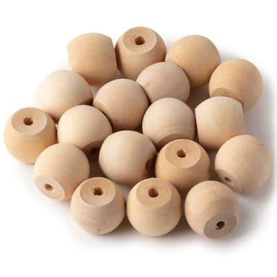 1" Round Wood Beads, 18ct. by Make Market® image