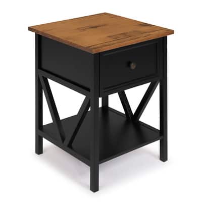 Walker Edison 19" 1-Drawer Wood Side Table, Color: Reclaimed Barnwood ...
